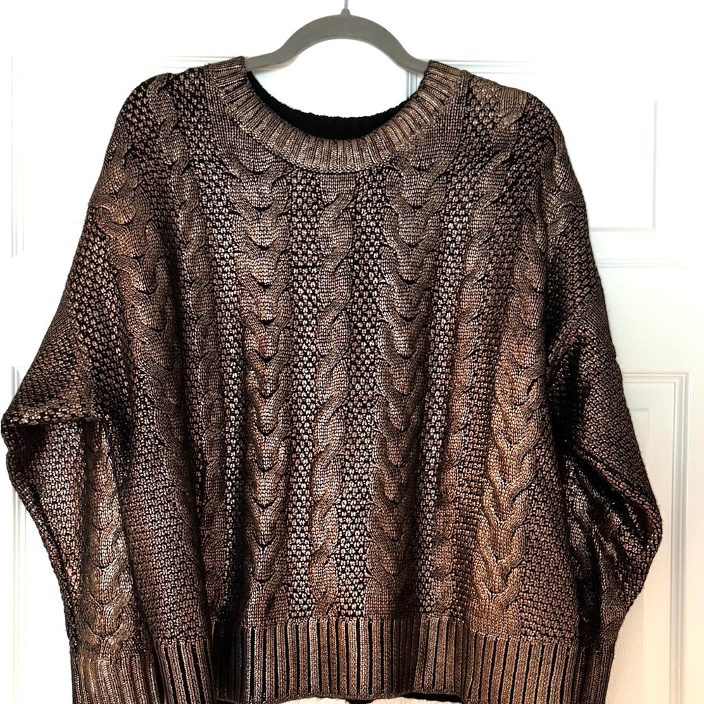 Torrid Metallic Brown Cable Knit Sweater
